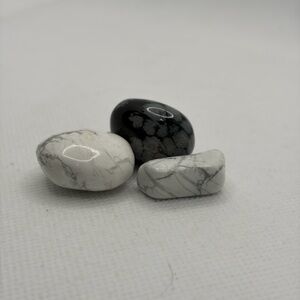 Bundle of 3 Small Crystal Tumbles - Howlite and Snowflake Obsidian